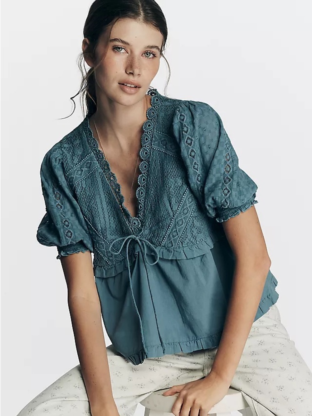 Anthropololgie v-neck babydoll top
